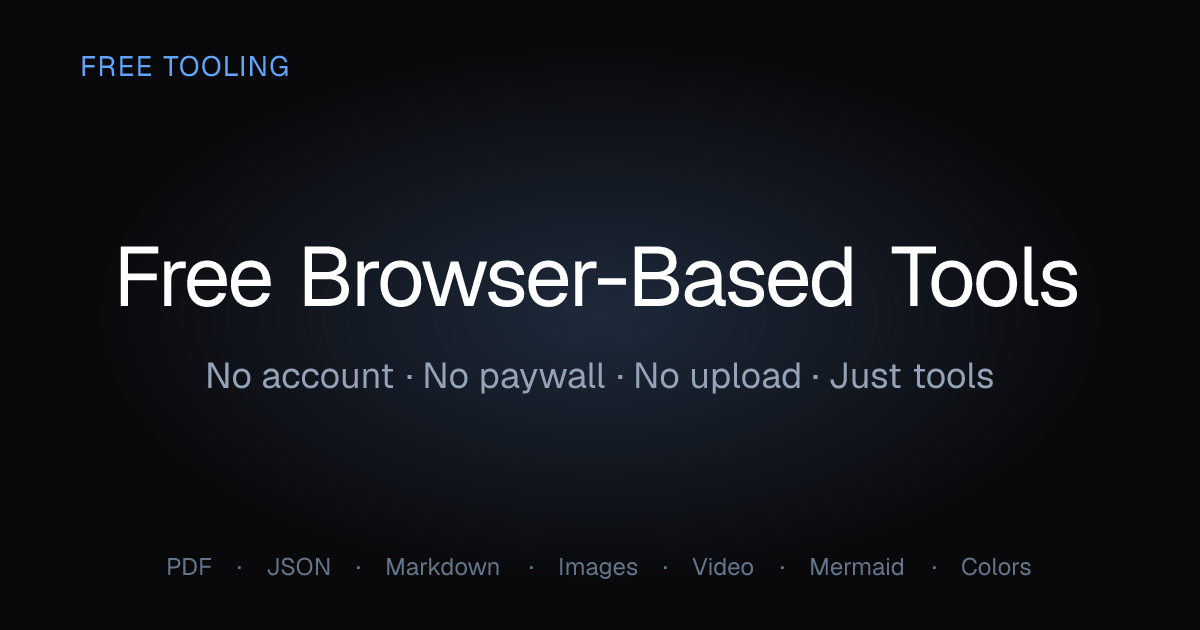 Free Online Tools — PDF, Image, JSON, Video · No Signup, No Upload